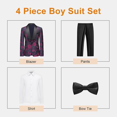 Boy Suit Tuxedo 3 Piece Regular Fit Floral Pattern Blazer Jacket Waistcoat Pants Men Suit Set for Wedding in Saudi Arabia