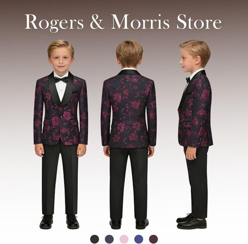 Boy Suit Tuxedo 3 Piece Regular Fit Floral Pattern Blazer Jacket Waistcoat Pants Men Suit Set for Wedding in Saudi Arabia