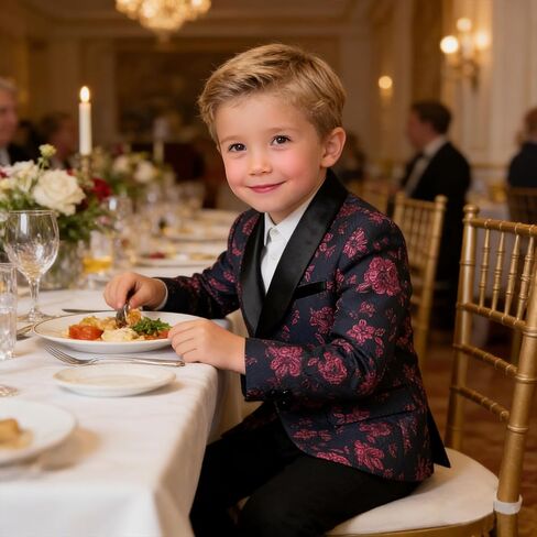 Boy Suit Tuxedo 3 Piece Regular Fit Floral Pattern Blazer Jacket Waistcoat Pants Men Suit Set for Wedding in Saudi Arabia