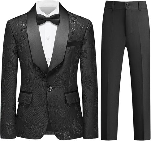 Boy Suit Tuxedo 3 Piece Regular Fit Floral Pattern Blazer Jacket Waistcoat Pants Men Suit Set for Wedding in Saudi Arabia