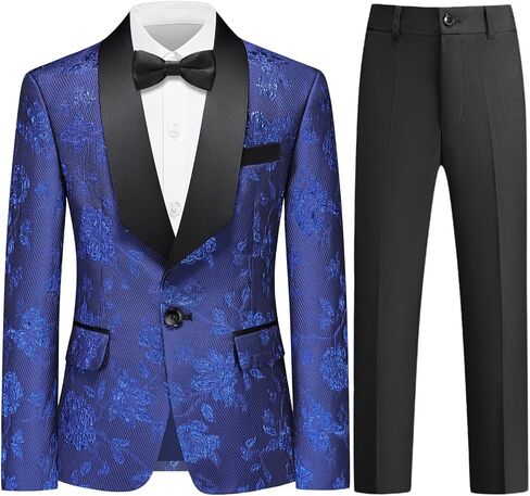 Boy Suit Tuxedo 3 Piece Regular Fit Floral Pattern Blazer Jacket Waistcoat Pants Men Suit Set for Wedding in Saudi Arabia