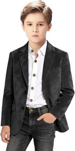 Boys Suede Jacket for Kids Retro Blazer for Boys Casual Jacket for Boy Sport Coat for Spring Outerwear in Saudi Arabia