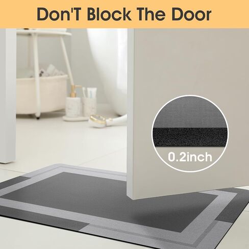 ACCUMTEK Non Slip Bath Mat, Thin Bathroom Rugs Fit Under Door, Quick Dry Bath Mats, Machine Washable Bath Rugs for Bathroom, Bathtub & Kitchen, Bathtub & Kitchen, Black/Solid/24 x17 in Saudi Arabia