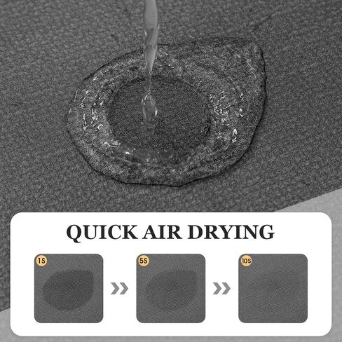 ACCUMTEK Non Slip Bath Mat, Thin Bathroom Rugs Fit Under Door, Quick Dry Bath Mats, Machine Washable Bath Rugs for Bathroom, Bathtub & Kitchen, Bathtub & Kitchen, Black/Solid/24 x17 in Saudi Arabia