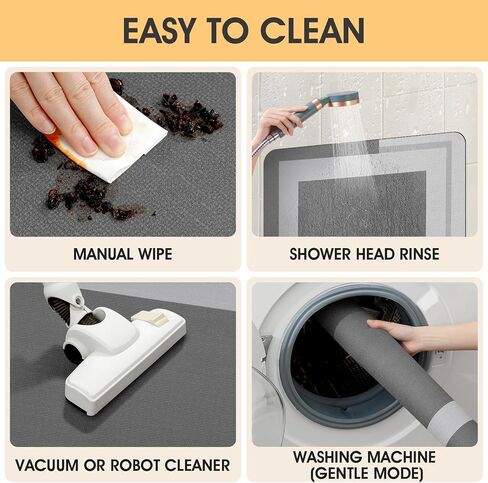 ACCUMTEK Non Slip Bath Mat, Thin Bathroom Rugs Fit Under Door, Quick Dry Bath Mats, Machine Washable Bath Rugs for Bathroom, Bathtub & Kitchen, Bathtub & Kitchen, Black/Solid/24 x17 in Saudi Arabia