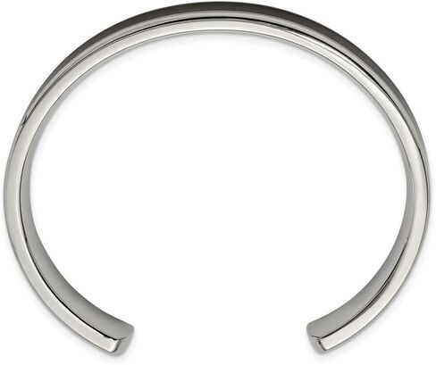 Stainless Steel Polished with Enameled Koa Wood Inlay Cuff Bangle Bracelet 7.5" in Kuwait