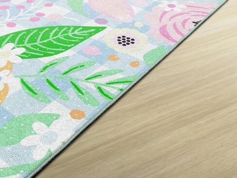 Flagship Carpets Pretty in Pastel Floral On Gingham Educational Area Rug for Kids Room, Children's Classroom Rug for Teaching and Playroom, 7'6" X 12' in Kuwait