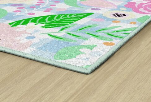 Flagship Carpets Pretty in Pastel Floral On Gingham Educational Area Rug for Kids Room, Children's Classroom Rug for Teaching and Playroom, 7'6" X 12' in Kuwait