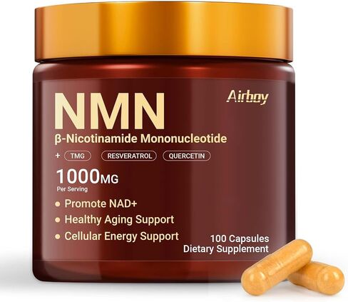 Airboy NMN Supplement 1000mg, 4-in-1 NAD+ Supplement with Nicotinamide Mononucleotide, Resveratrol, TMG, Quercetin, NMNH Alternative, Energy, Focus- 100 Count in Saudi Arabia