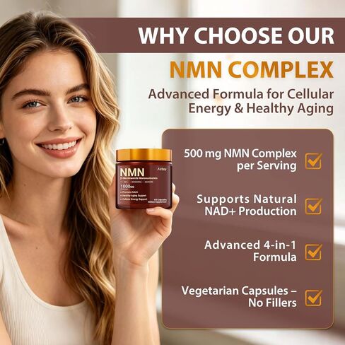 Airboy NMN Supplement 1000mg, 4-in-1 NAD+ Supplement with Nicotinamide Mononucleotide, Resveratrol, TMG, Quercetin, NMNH Alternative, Energy, Focus- 100 Count in Saudi Arabia