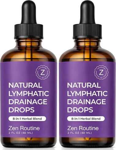 Lymphatic Drainage Drops | Puffiness, Bloating & Water Detox | 8-in-1 Lymphatic Supplement for Immune, Lymph System & Liver Detox | Organic Dandelion, Echinacea & Elderberry | Vegan | 2 fl oz in Kuwait