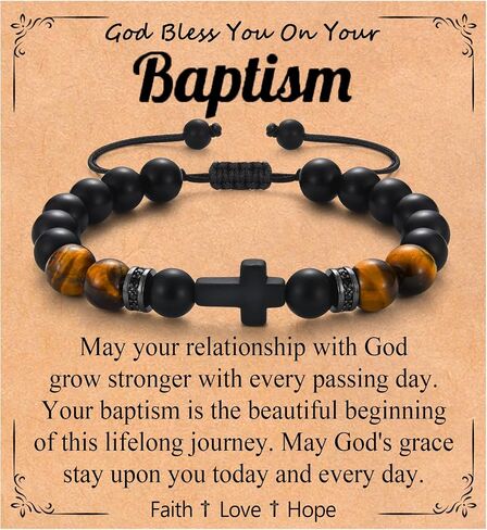 Cross Bracelet for Boys, Easter Basket Stuffers Baptism Confirmation First Communion Gifts for Boys Kids Teens Men, Adjustable Cross Beaded Bracelets Religious Christian Jewelry Gift Ideas in Saudi Arabia