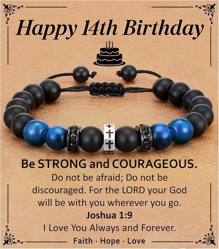 Cross Bracelet Happy 8-18th 21st 30th Birthday Gifts for Him, Cross Beaded Bracelet for Son Grandson Nephew Birthday Gifts in Saudi Arabia