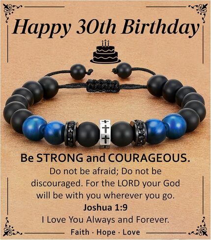 Cross Bracelet Happy 8-18th 21st 30th Birthday Gifts for Him, Cross Beaded Bracelet for Son Grandson Nephew Birthday Gifts in Saudi Arabia