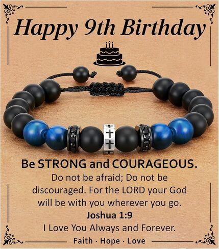 Cross Bracelet Happy 8-18th 21st 30th Birthday Gifts for Him, Cross Beaded Bracelet for Son Grandson Nephew Birthday Gifts in Saudi Arabia