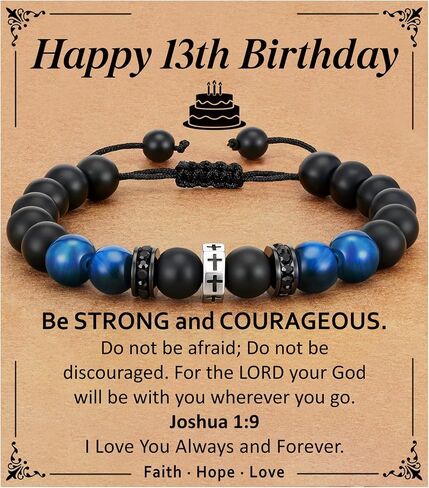 Cross Bracelet Happy 8-18th 21st 30th Birthday Gifts for Him, Cross Beaded Bracelet for Son Grandson Nephew Birthday Gifts in Saudi Arabia