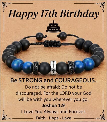Cross Bracelet Happy 8-18th 21st 30th Birthday Gifts for Him, Cross Beaded Bracelet for Son Grandson Nephew Birthday Gifts in Saudi Arabia