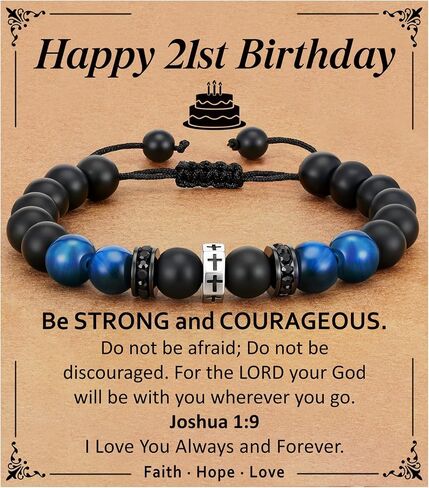 Cross Bracelet Happy 8-18th 21st 30th Birthday Gifts for Him, Cross Beaded Bracelet for Son Grandson Nephew Birthday Gifts in Saudi Arabia