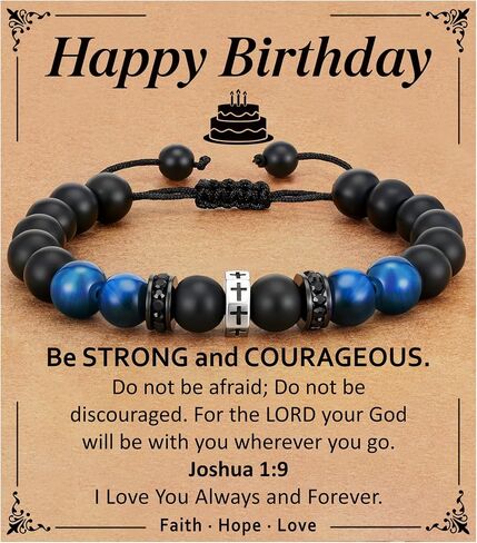 Cross Bracelet Happy 8-18th 21st 30th Birthday Gifts for Him, Cross Beaded Bracelet for Son Grandson Nephew Birthday Gifts in Saudi Arabia