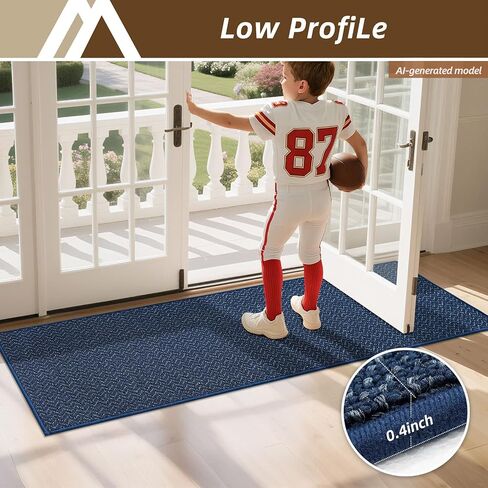 COSY HOMEER Hallway Runner Rug 2'x8' Non Slip Washable Entryway Runner Rugs Absorbent Stain Resistant Carpet Rug Runners for Hallways,Entrance and Laundry Room,Blue in Kuwait