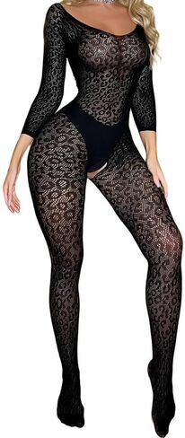 Women's Fishnet Bodysuit Lace Jumpsuit Fishnet Lingerie Mesh Body Stockings Rave Outfits For Women in Saudi Arabia