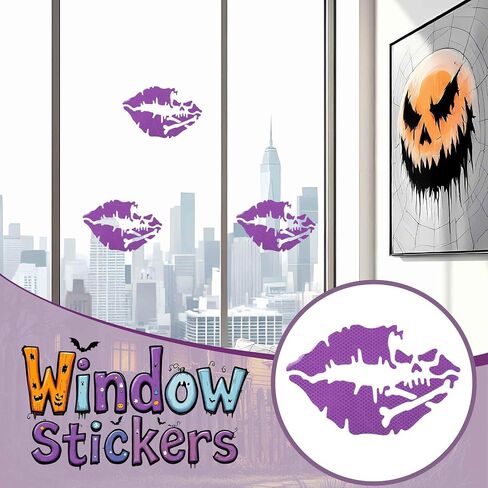 Halloween Car Lip Decals Window Skull Lip Stickers PET Purple for Car Window Wall Indoor 1 Pcs in Saudi Arabia