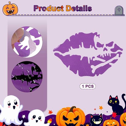 Halloween Car Lip Decals Window Skull Lip Stickers PET Purple for Car Window Wall Indoor 1 Pcs in Saudi Arabia