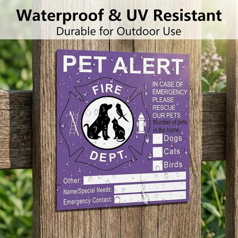 Pet Alert Emergency Sticker - Pet Rescue Alert Label, Reusable Adhesive Sign for Home Doors/Windows (4x4.5in) in Saudi Arabia