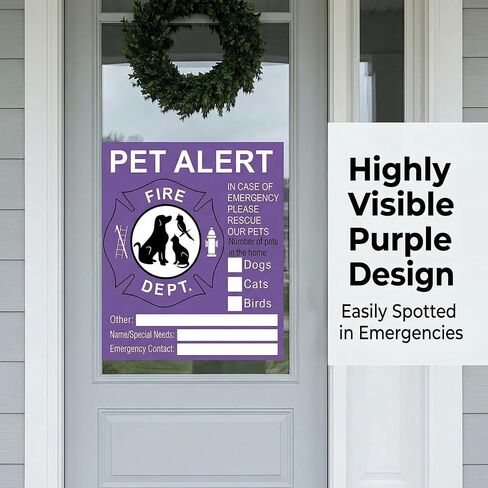 Pet Alert Emergency Sticker - Pet Rescue Alert Label, Reusable Adhesive Sign for Home Doors/Windows (4x4.5in) in Saudi Arabia
