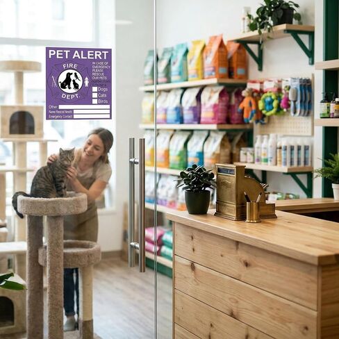 Pet Alert Emergency Sticker - Pet Rescue Alert Label, Reusable Adhesive Sign for Home Doors/Windows (4x4.5in) in Saudi Arabia
