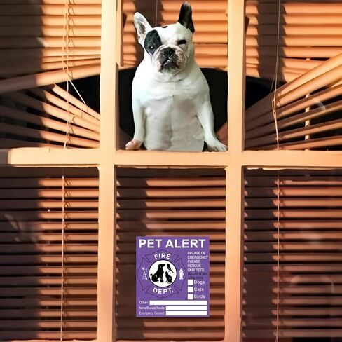 Pet Alert Emergency Sticker - Pet Rescue Alert Label, Reusable Adhesive Sign for Home Doors/Windows (4x4.5in) in Saudi Arabia