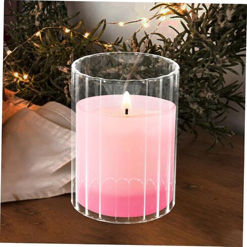 Gadpiparty Transparent Decorative Glass Candle Holder Sleeve Open-Ended Shade for Home Wedding Banquet Decor Clear Candle Cover in Kuwait