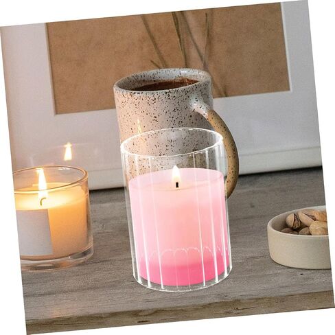 Gadpiparty Transparent Decorative Glass Candle Holder Sleeve Open-Ended Shade for Home Wedding Banquet Decor Clear Candle Cover in Kuwait