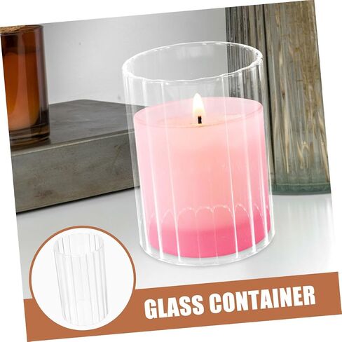 Gadpiparty Transparent Decorative Glass Candle Holder Sleeve Open-Ended Shade for Home Wedding Banquet Decor Clear Candle Cover in Kuwait