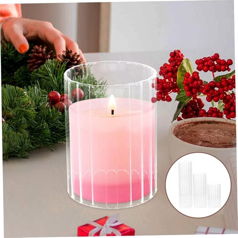 Gadpiparty Transparent Decorative Glass Candle Holder Sleeve Open-Ended Shade for Home Wedding Banquet Decor Clear Candle Cover in Kuwait