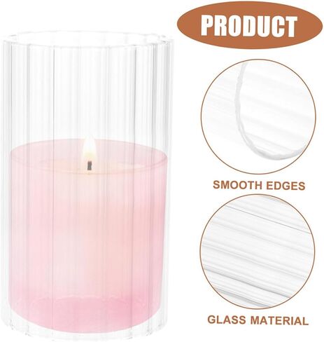 Gadpiparty Transparent Decorative Glass Candle Holder Sleeve Open-Ended Shade for Home Wedding Banquet Decor Clear Candle Cover in Kuwait
