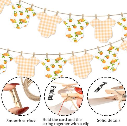 Orange Themed Baby Shower Bunting Banner Orange Checkered Onesie Garland with Wooden Clips for Citrus First Birthday, Sweet One Party Decorations in Saudi Arabia