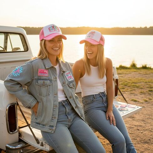 12PC Funny Embroidered Trucker Hat Patches, Pink Series, Iron On Patches for Hats, Jackets, Backpacks, DIY Crafts, Decorative Sew On Patches for Men & Women in Kuwait