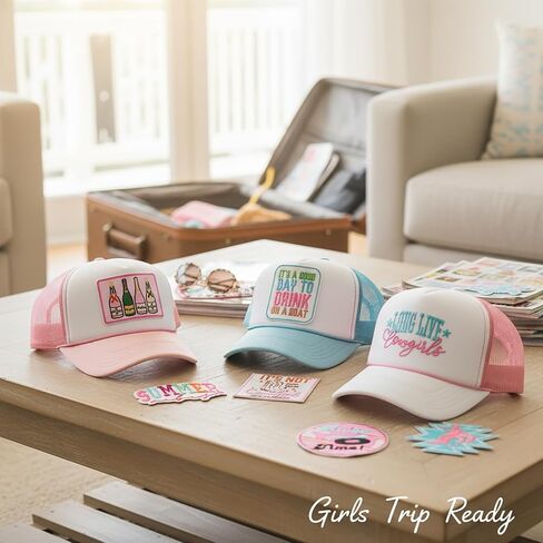 12PC Funny Embroidered Trucker Hat Patches, Pink Series, Iron On Patches for Hats, Jackets, Backpacks, DIY Crafts, Decorative Sew On Patches for Men & Women in Kuwait