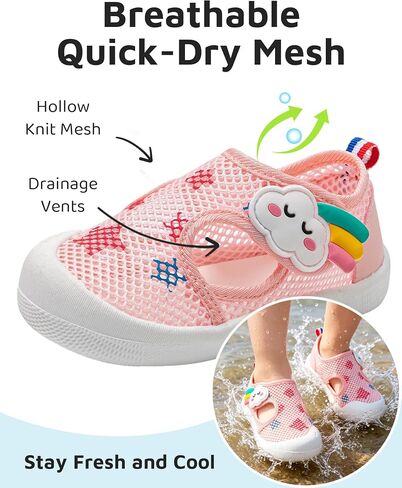 Drecage Toddler Sandals for Girls Boys, Quick Dry Kids Summer Water Shoes Wide Barefoot First Walking Shoes Beach Pool, Non-Slip Lightweight Outdoor Daycare Sneakers in Saudi Arabia