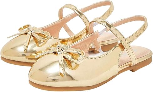GORGLITTER Girl's Ballet Flats Mary Jane Metallic Bow Closed Toe Leather Sandals Slingback Cute Dress Shoes Wedding Party in Saudi Arabia