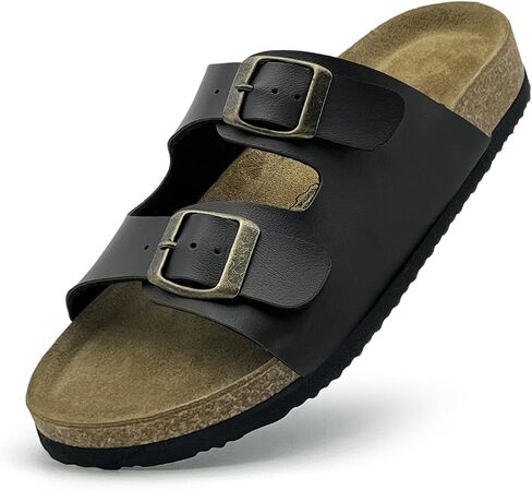 Kids Sandals Boys Girls 100% Genuine Non-slip Cork Footbed Slides, Adjustable Buckle Toddler Slides Slippers Indoor Outdoor Comfy Summer Open Toe Sandals for Little/Big Kids in Saudi Arabia