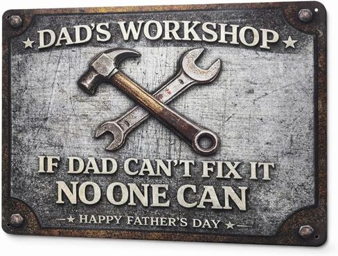 Funny Father‘s Day Gifts – 8x12'' Personalized Vintage Metal Sign, Best Gift Ideas for Dad, Husband, Grandpa, Stepdad – Retro Wall Decor for Man Cave, Garage, Workshop – Unique Gift from Daughter, Son, Wife in Saudi Arabia