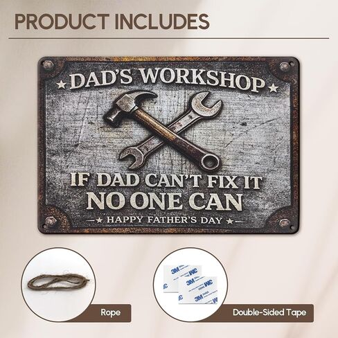 Funny Father‘s Day Gifts – 8x12'' Personalized Vintage Metal Sign, Best Gift Ideas for Dad, Husband, Grandpa, Stepdad – Retro Wall Decor for Man Cave, Garage, Workshop – Unique Gift from Daughter, Son, Wife in Saudi Arabia