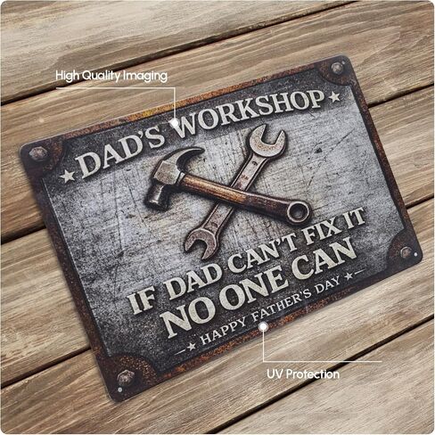 Funny Father‘s Day Gifts – 8x12'' Personalized Vintage Metal Sign, Best Gift Ideas for Dad, Husband, Grandpa, Stepdad – Retro Wall Decor for Man Cave, Garage, Workshop – Unique Gift from Daughter, Son, Wife in Saudi Arabia