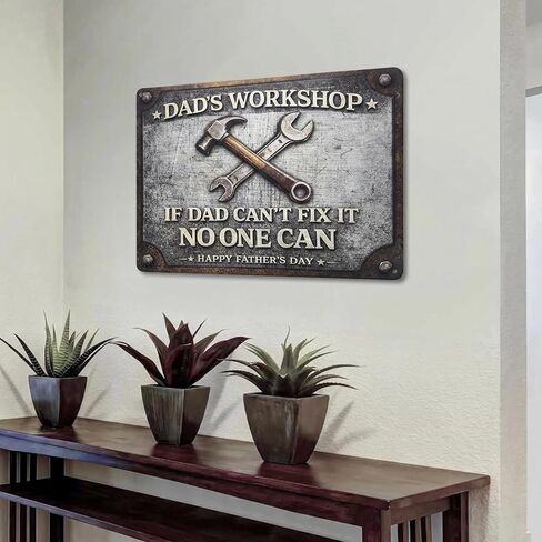 Funny Father‘s Day Gifts – 8x12'' Personalized Vintage Metal Sign, Best Gift Ideas for Dad, Husband, Grandpa, Stepdad – Retro Wall Decor for Man Cave, Garage, Workshop – Unique Gift from Daughter, Son, Wife in Saudi Arabia