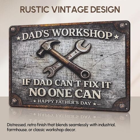 Funny Father‘s Day Gifts – 8x12'' Personalized Vintage Metal Sign, Best Gift Ideas for Dad, Husband, Grandpa, Stepdad – Retro Wall Decor for Man Cave, Garage, Workshop – Unique Gift from Daughter, Son, Wife in Saudi Arabia