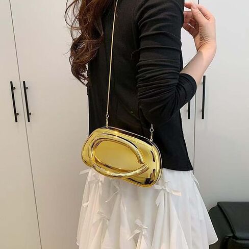 Acrylic Clutch Purse for Women Metal Handle Evening Bags Trendy Crossbody Bag for Wedding Party,Champagne in Kuwait