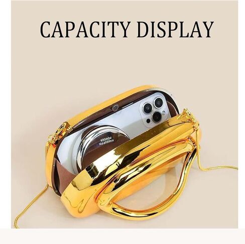 Acrylic Clutch Purse for Women Metal Handle Evening Bags Trendy Crossbody Bag for Wedding Party,Champagne in Kuwait