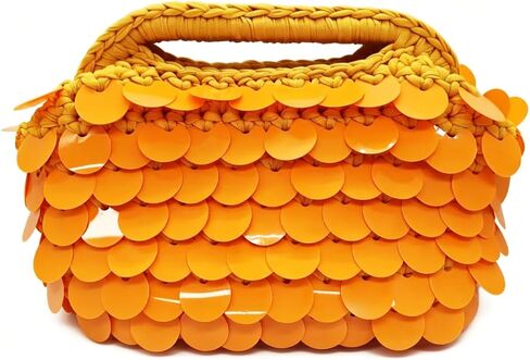 Small Woven Clutch Purse Handmade Crochet Evening Bag Unique Sequin Clutch Handbag for Wedding Party Prom in Saudi Arabia